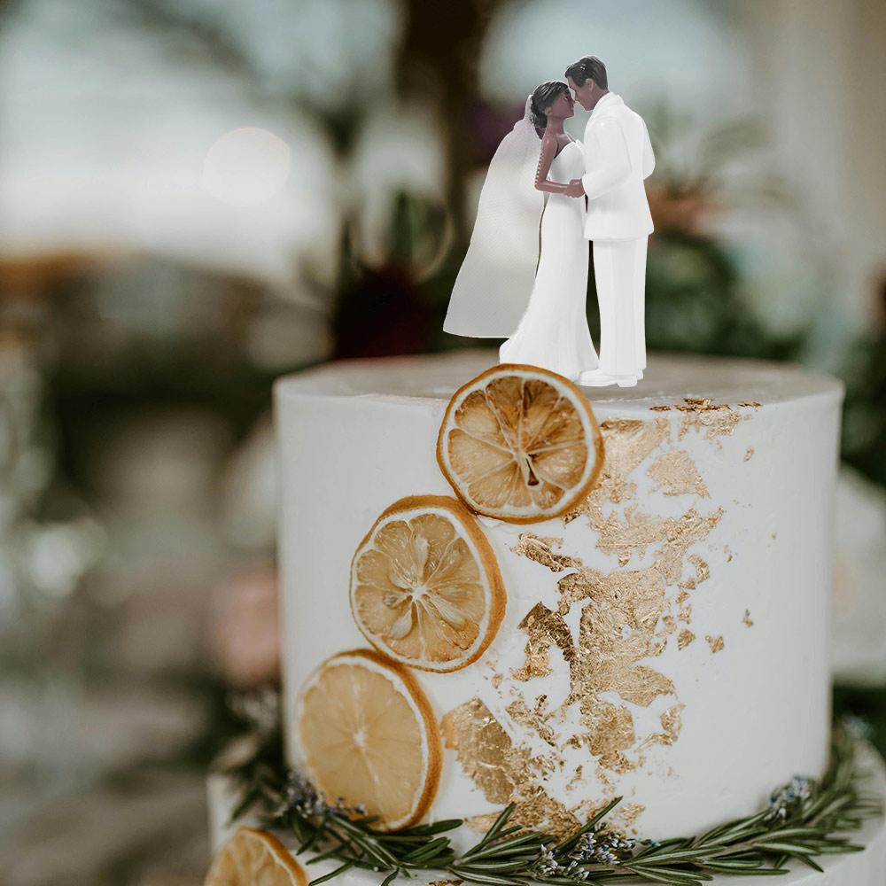 White/Black Couple Wedding Cake Topper Bride & Groom Figurines  Bridal Shower Decoration