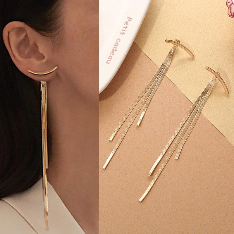925 Silver Needle Korean Fashion Long Chain Tassel Earrings For Women Metal Earing Jewelry  Trending Women's Drop Earrings