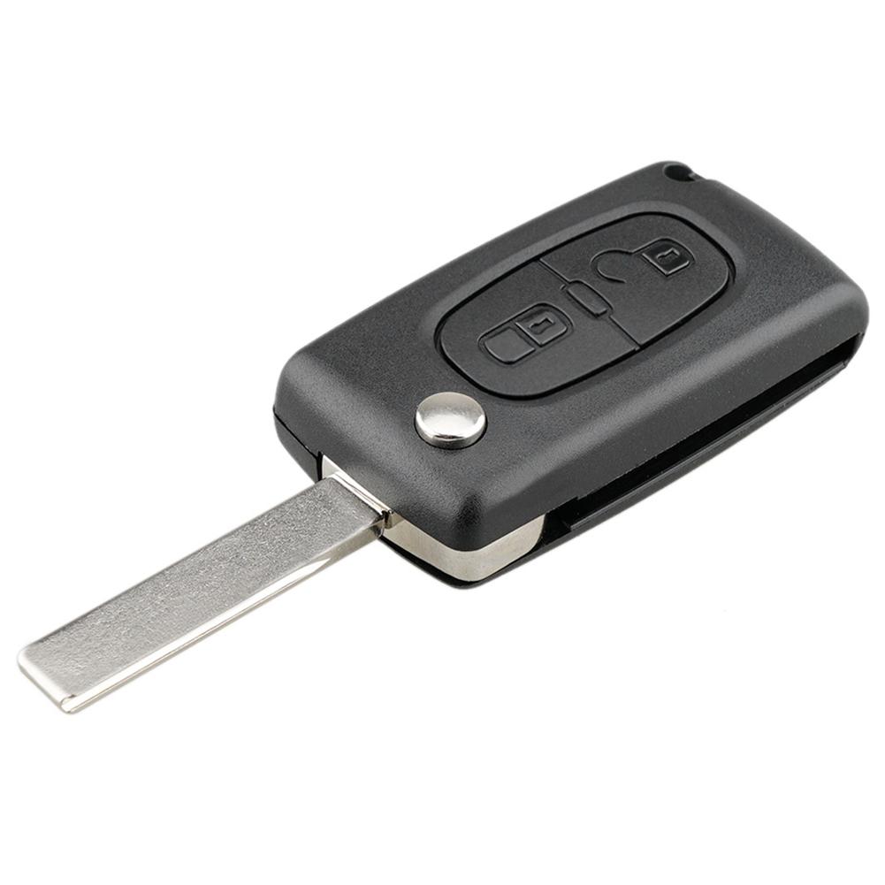 2 Buttons Flip Folding Key Case Black Remote Flip Folding Key Shell Cover Case for Peugeot 207 307
