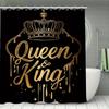 1/4 Stück Goldene Krone Druck Duschvorhang Set, Dekorative Badezimmergarnitur Enthält Duschvorhang, Rutschfeste Bodenmatte, Toilettensitz