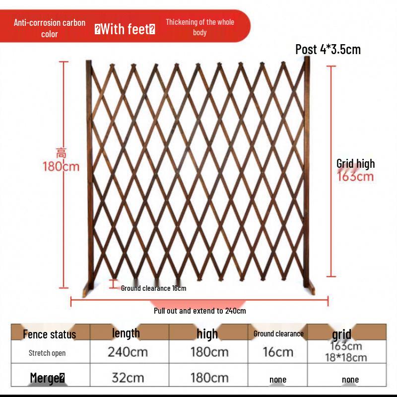 Zewnętrzne antykorozyjne rozsuwane drewniane ogrodzenie do ogrodu, na podwórko, na balkon wewnątrz i jako kojec dla psa.