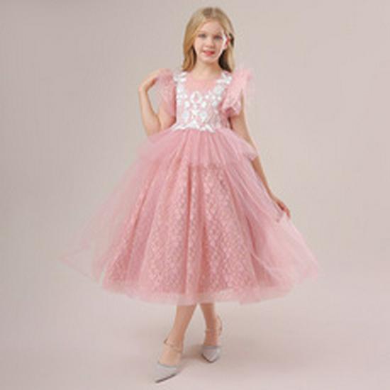Girls' Sequin Lace Mesh Princess Dress – Evening Runway Style