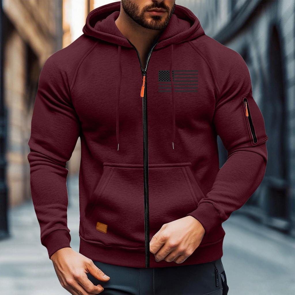 Men's  Leisure  Long Sleeves  Zipper  Hooded Hood  Hoodie  Coat  Hooded Hood