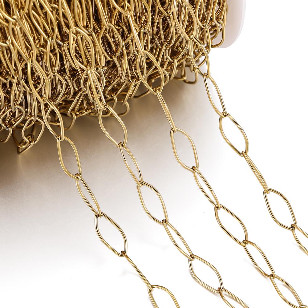 1Meter/Lot 304 Stainless Steel 5 Sizes Oval Shape Handmade Chains for DIY Necklace Bracelets Jewelry Making Accessories
