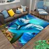 "Blue Ocean Theme Carpet with Dolphins, Starfish, and Coral Design" Suitable for use as an anti-slip for living room bedroom sofas