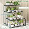 4-Tier Plant Stand, 110 cm High Flower Stand with 24 Clips, Plant Shelf Made of Steel Dark Green