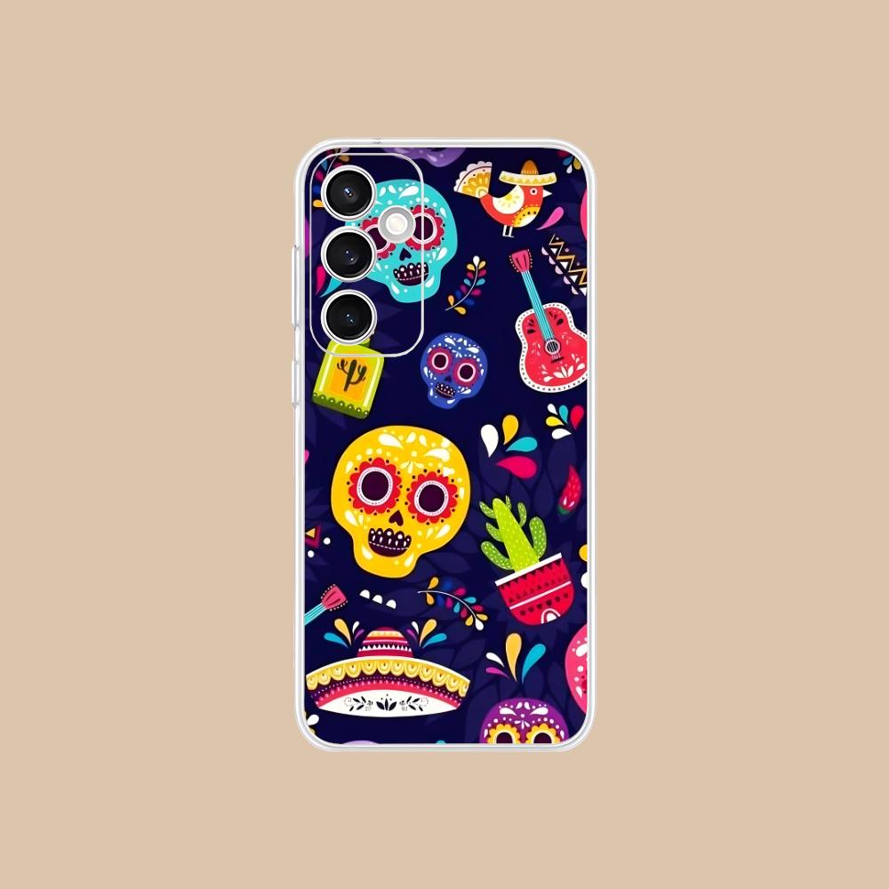 

Day of the Dead Clear Mobile Phone Case for Samsung Galaxy S25 S24 S23 S22 S21Plus FE Ultra Colorful Cover Galaxy S25+