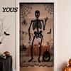 Gotische Halloween Tischdecken Türvorhang, Spitze Spinnennetz Kaminabdeckung, Gruseliges Skelett Hexe Komplette Dekoration Fledermausdruck Fenster Vorhänge für Zuhause