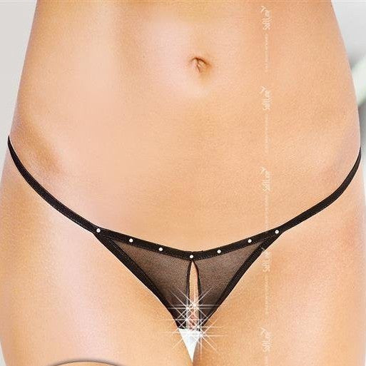 Galina Black Open Thong - Softline - Thongs and Panties