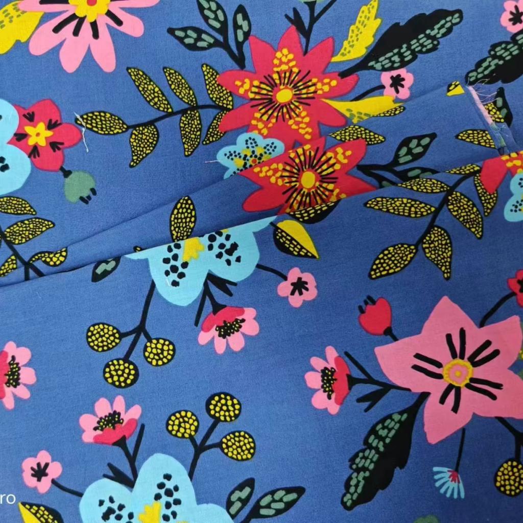 140x50cm Pastoral Floral Poplin Cotton Fabric DIY Children's Wear Make Bedding Quilt Decoration Home Sewing Cloth Clearance