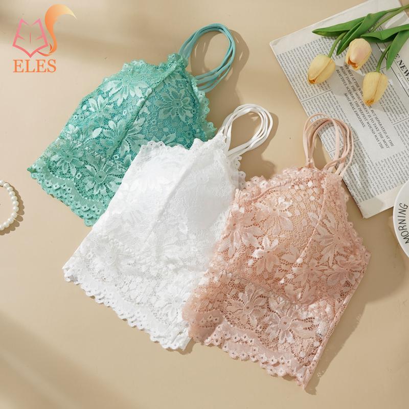 New Women Lace Bras Top Comfortable Bralette Solid Color Sexy Underwear Vest Female Hollow Out Wireless Lingerie Bra