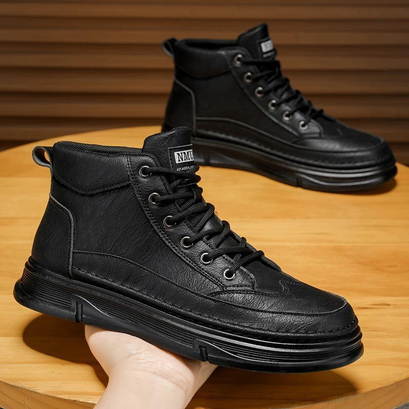 Martin Boots Men's Shoes Autumn New Waterproof and Non-slip Chef Shoes Men's Work Shoes Trendy Versatile Leather Shoes Short Boots