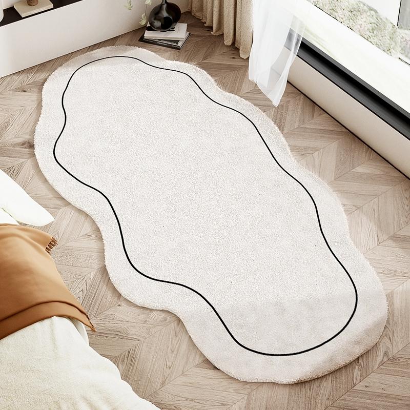 Cream Style Carpets for Living Room Irregular Shapes Bedroom Decor Carpet Thicken Plush Bedside Floor Mat Fluffy Soft Lounge Rug