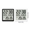 Modern LCD Digital Clock with Time Date Temperature Humidity Display Battery Operated Support Stand Desk Wall Clock