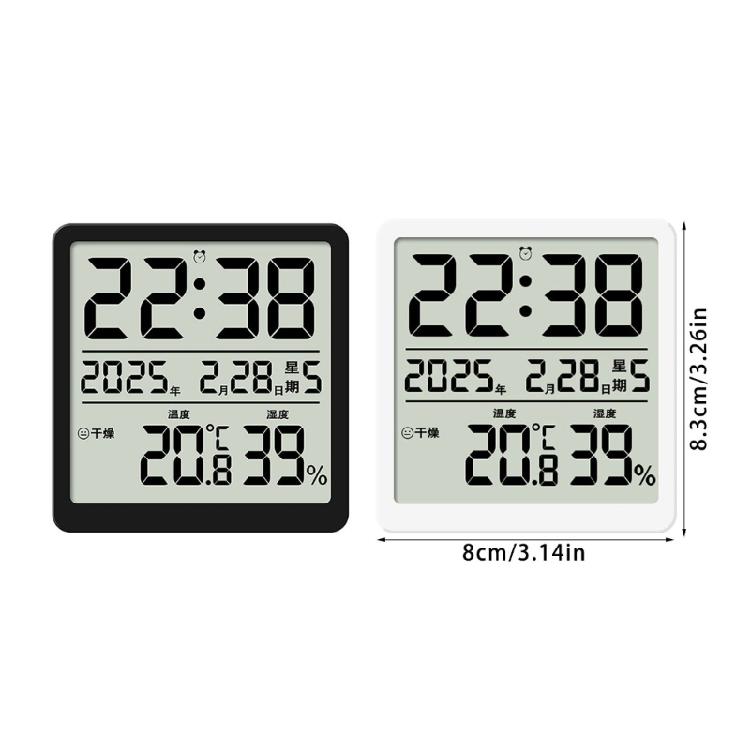 Modern LCD Digital Clock with Time Date Temperature Humidity Display Battery Operated Support Stand Desk Wall Clock