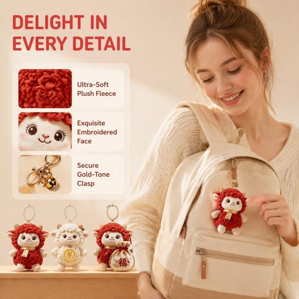 Lucky Plush Keychain Cute Zodiac Sheep Pendant Gift Lamb Mascot Chinese New Year
