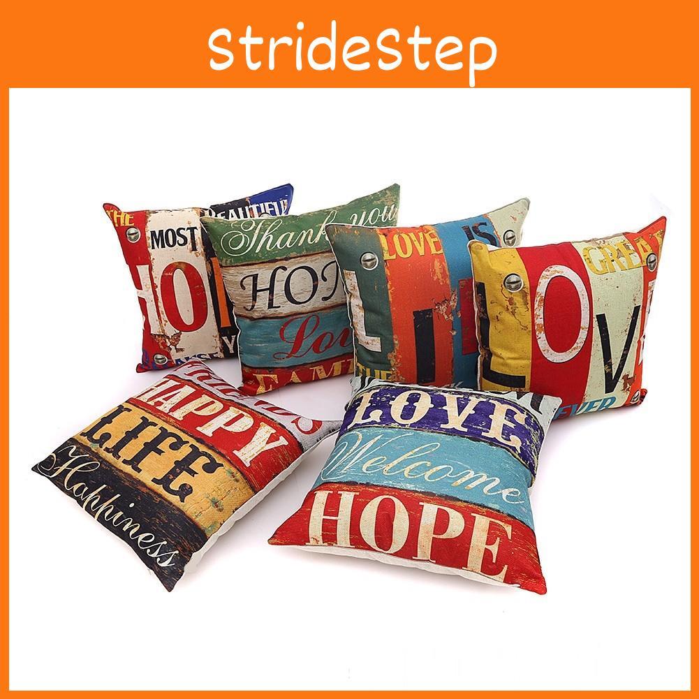 Premium Housse De Coussin Carr Coton Imprim Lettres Rtro Mlang For Timeless Elegance