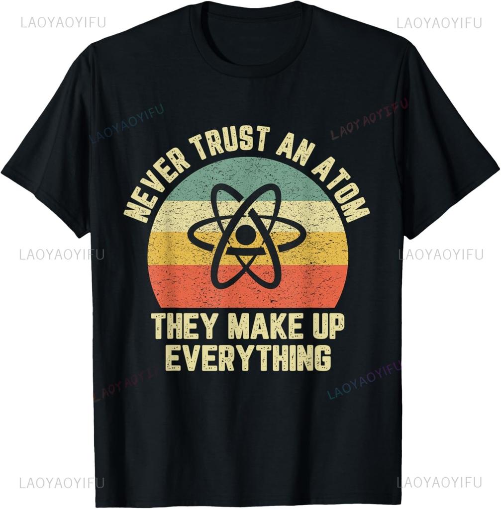 Graphic Birthday Gift  Atom Retro Style Science T-Shirt Men Clothing Streetwear Graphic T Shirts  Anime Tshirt