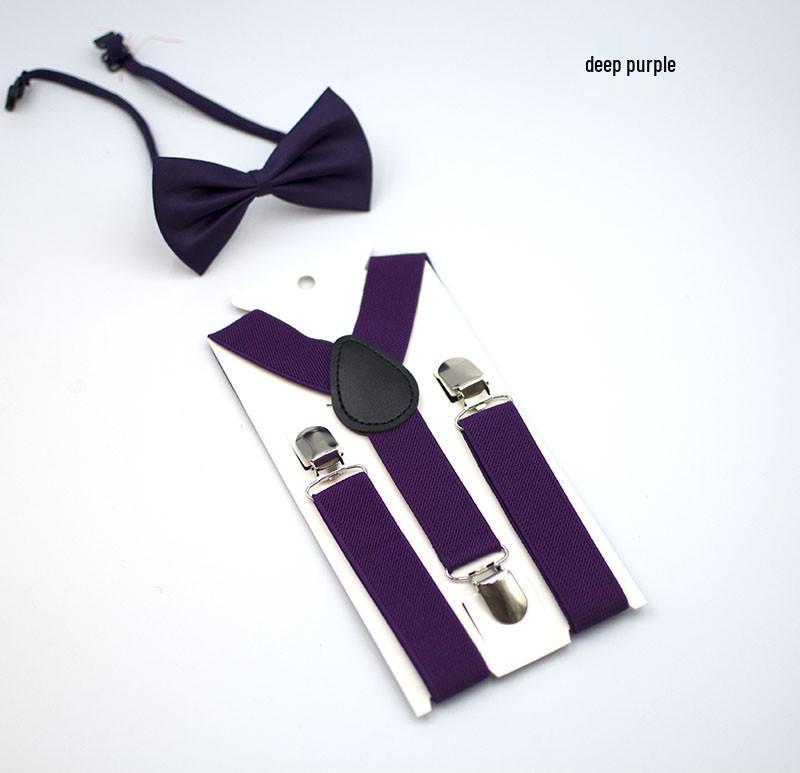 Unisex Kids' Y-Shape Suspenders & Bow Tie Set – 3-Clip Design for Boys & Girls