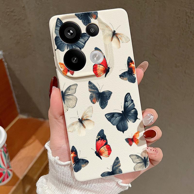 

Мягкий силиконовый чехол с рисунком бабочки для Xiaomi 13t Poco X6 M6 Pro Redmi Note 14 13 12 11 10 Pro, противоударный кожаный текстурный однотонный чехол Xiaomi Poco X6 бежевый