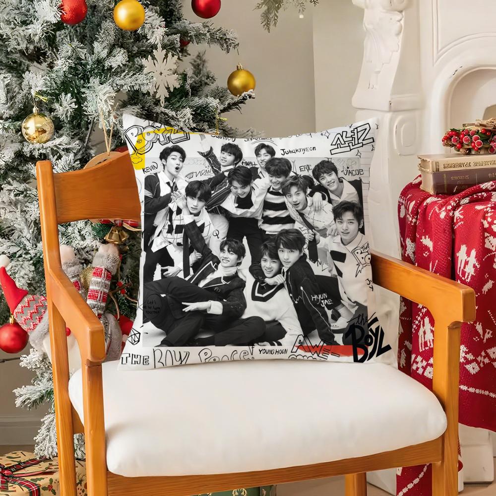 Kpop T-the B-boyz Pillow Case Silky Short Plush with Invisible Zipper Dustproof Sofa Cushion Cover for Home Decor