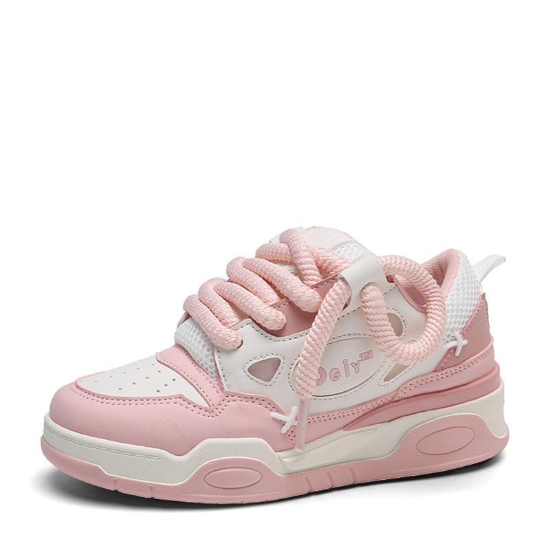 Mode Damen Casual Skateboard Schuhe Dicksohlige Klobige Sneaker Paar Atmungsaktiv Schnürschuhe Vulkanisierte Schuhe Damen Plateau-Sneaker