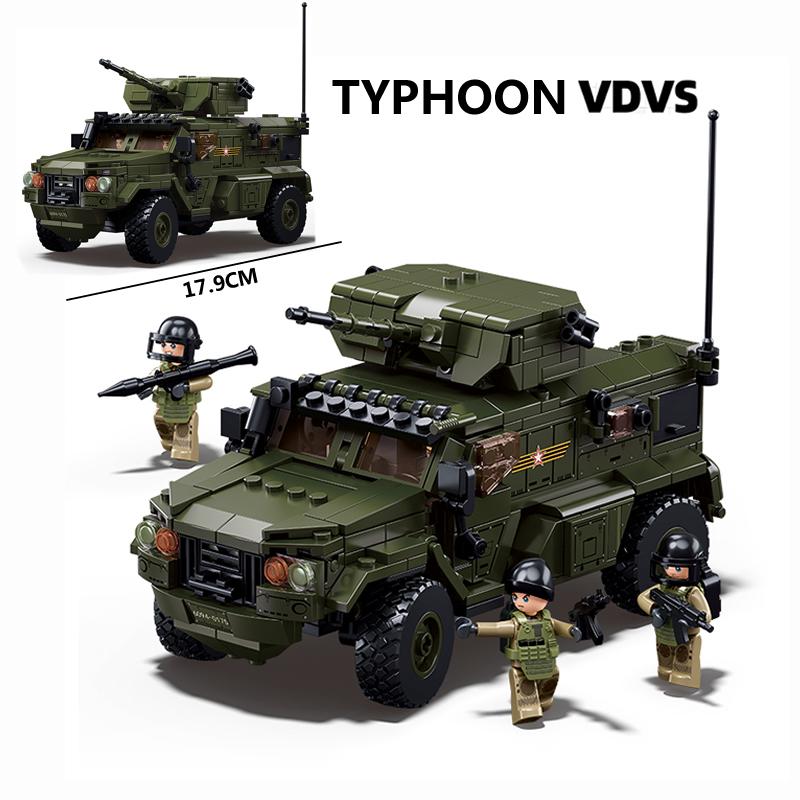 519PCS Military Weapons Assault Armored Vehicle Off-road Truck Model Building Blocks Soldier Bricks WW2 Army Kids Toy Gifts NO BOX