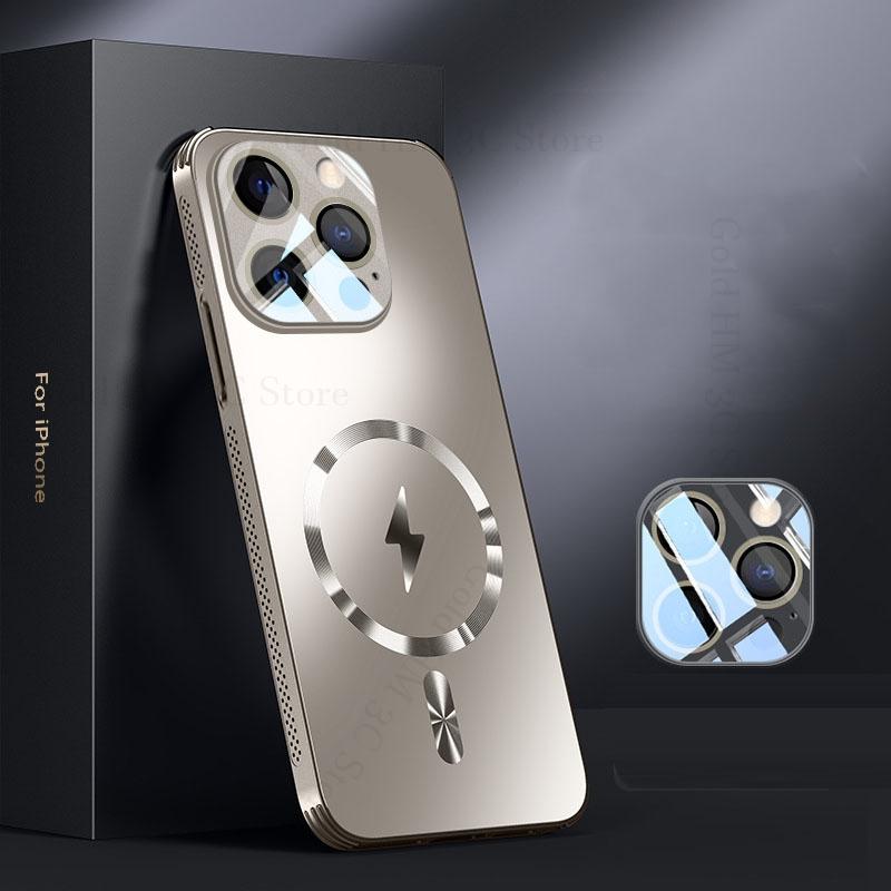

Магнитный охлаждающий чехол Magsafing для iPhone 16 Pro 15 Max для Magsafe противоударный бронированный чехол для Apple 15 Pro Max 14 13 12 16 Pro For iPhone 16 ProMax серебряный серый