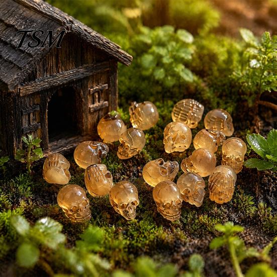 Small Resin Skull Crafts 20Pcs Creative Miniature Figurines, Cool Statues for Garden Bonsai Window Display Gothic Decor Decoration, Micro Landscapes