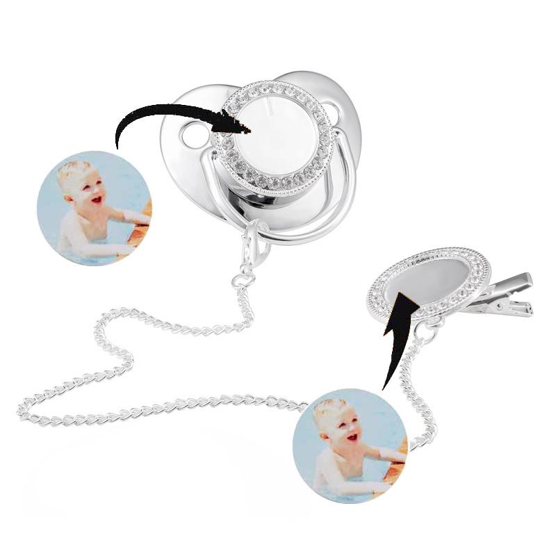 Silver Heat Transfer Rhinestone Baby Pacifier 2022