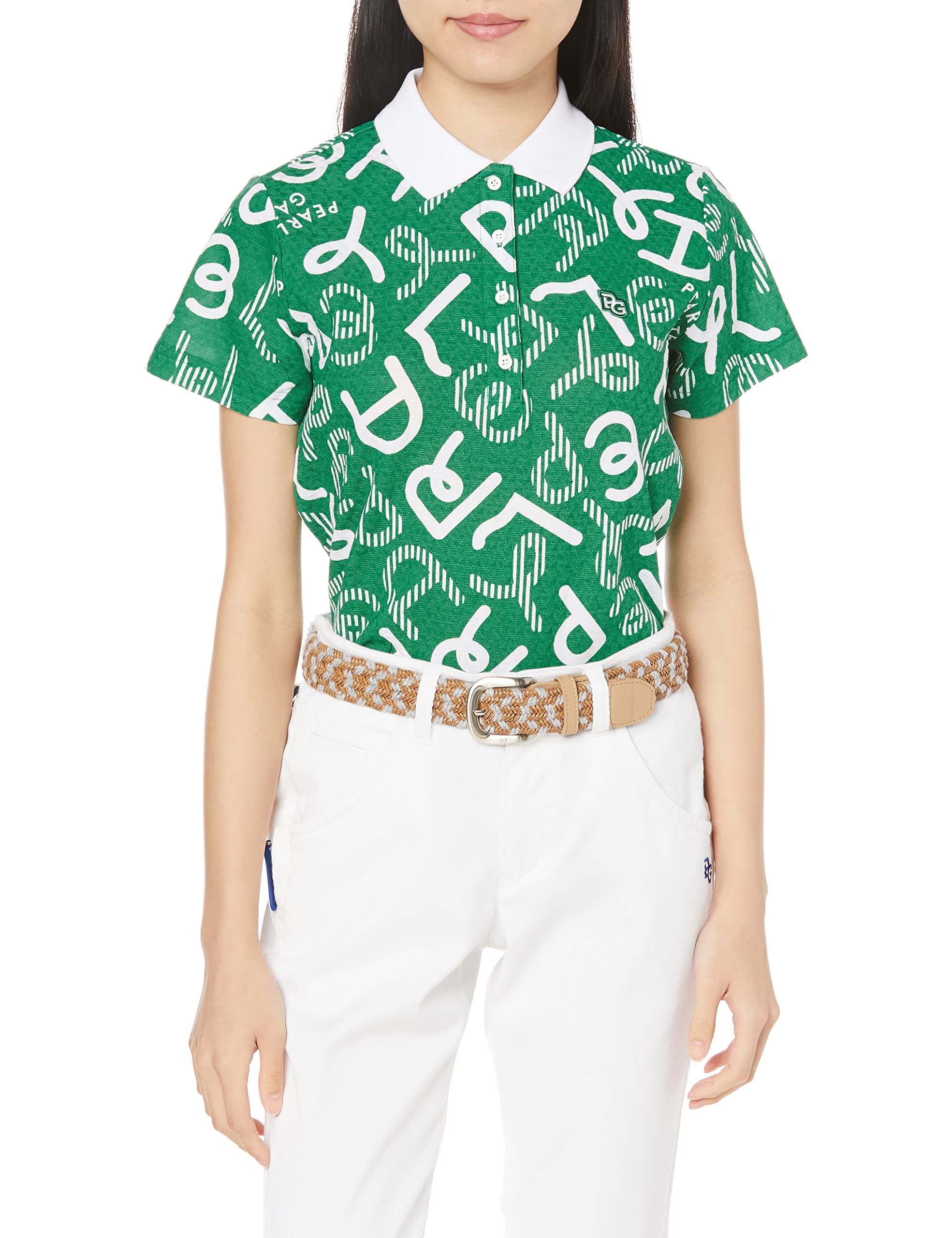 

Поло с коротким рукавом с принтом в виде узора моямoya 2 [PEARLY GATES] Женская рубашка, Links, / 055-3160214 140_Зеленый [L]