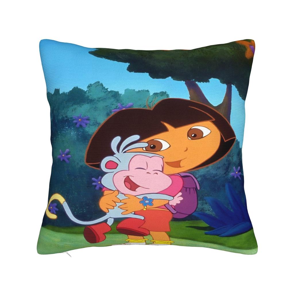 Tecknad D-Dora Utforskaren Äventyr Kuddfodral Bekvämt Kuddfodral för Soffa Sovrum Roliga Kuddfodral