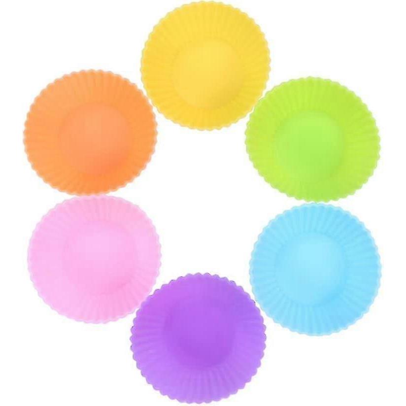 Mini Muffin Pan - Reusable Silicone Cupcake Molds 2in 24 Pack - Small Baking Cups Truffle Cake Pan Set Nonstick In 6 Colors