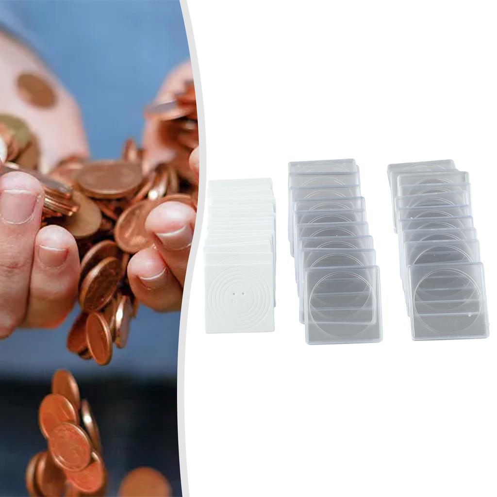 20pcs 40mm Coin Capsule Holder Adjustable Gaskets Organizer Storage Box For Coin Capsule Medal Collection Case Container Boxes