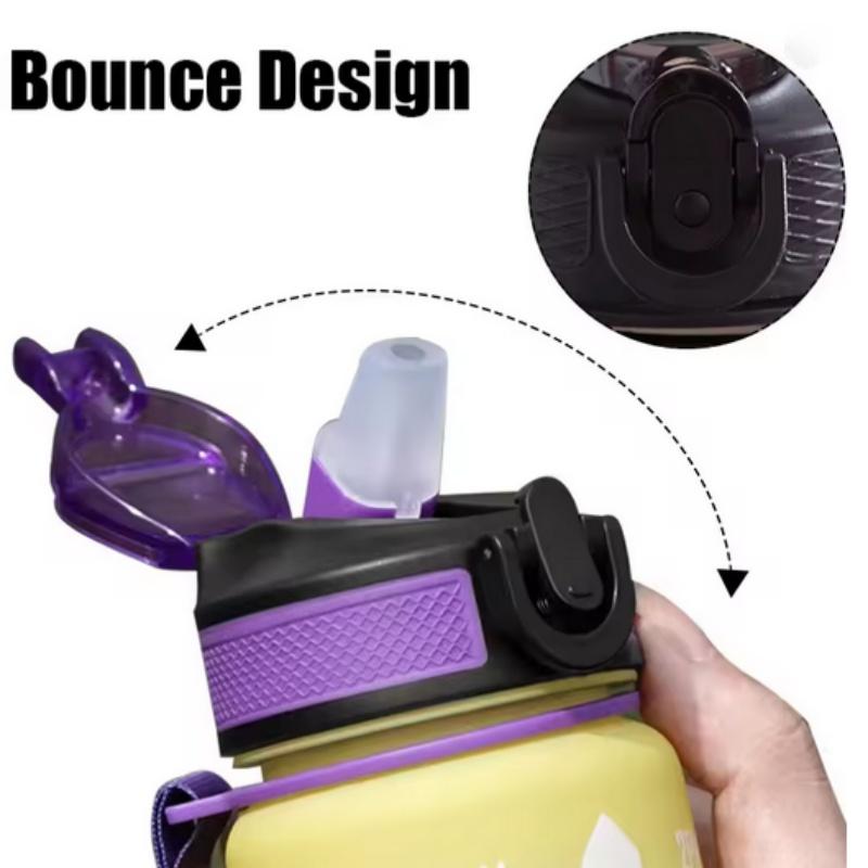 Large Capacity Sports Water Bottle with Time-Tracking Straw Leak Proof Locking Flip Cover for Outdoor Fitness