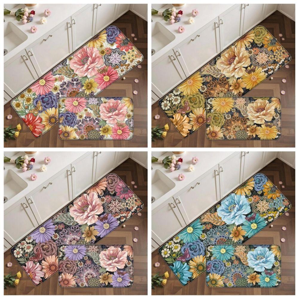High Quality Boho Floral Kitchen Floor Mats Absorbent Quick-drying Floor Rug Non-slip Thickened Entrance Door Mat Household