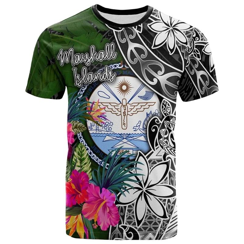 Pohnpei Polynesian Culture Tribal Island Retro Tattoo Oversized Harajuku 3D Printed Summer Streetwear Short Sleeve T Shirt Men