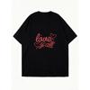 Oversized T Shirt Dress Black Love Yall Rhinestone Heart Print Casual Streetwear Fashion Women Summer Outfit