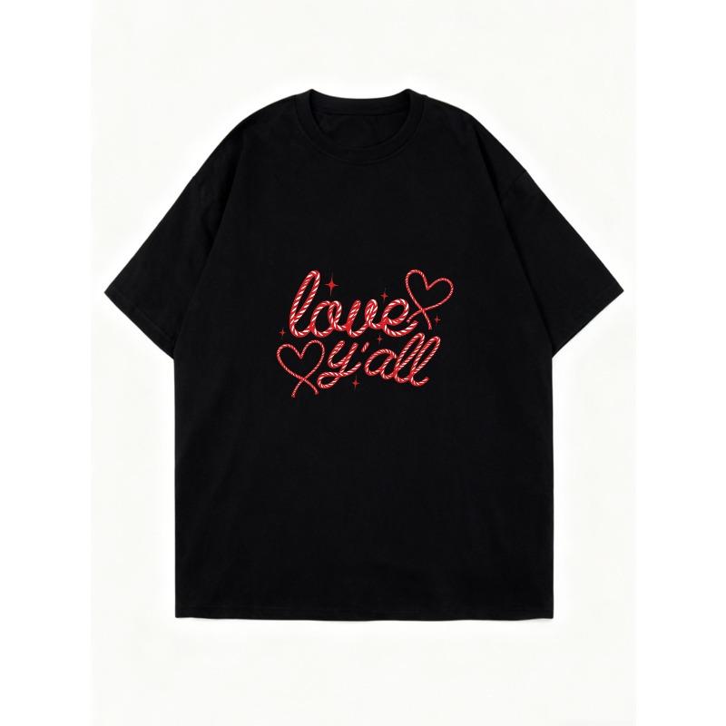 Oversized T Shirt Dress Black Love Yall Rhinestone Heart Print Casual Streetwear Fashion Women Summer Outfit