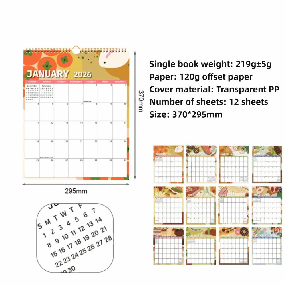 Wire-O-Bindung Tagesplaner Kalender Faltbarer Hängekalender Tragbarer 2026 Wandkalender Büro
