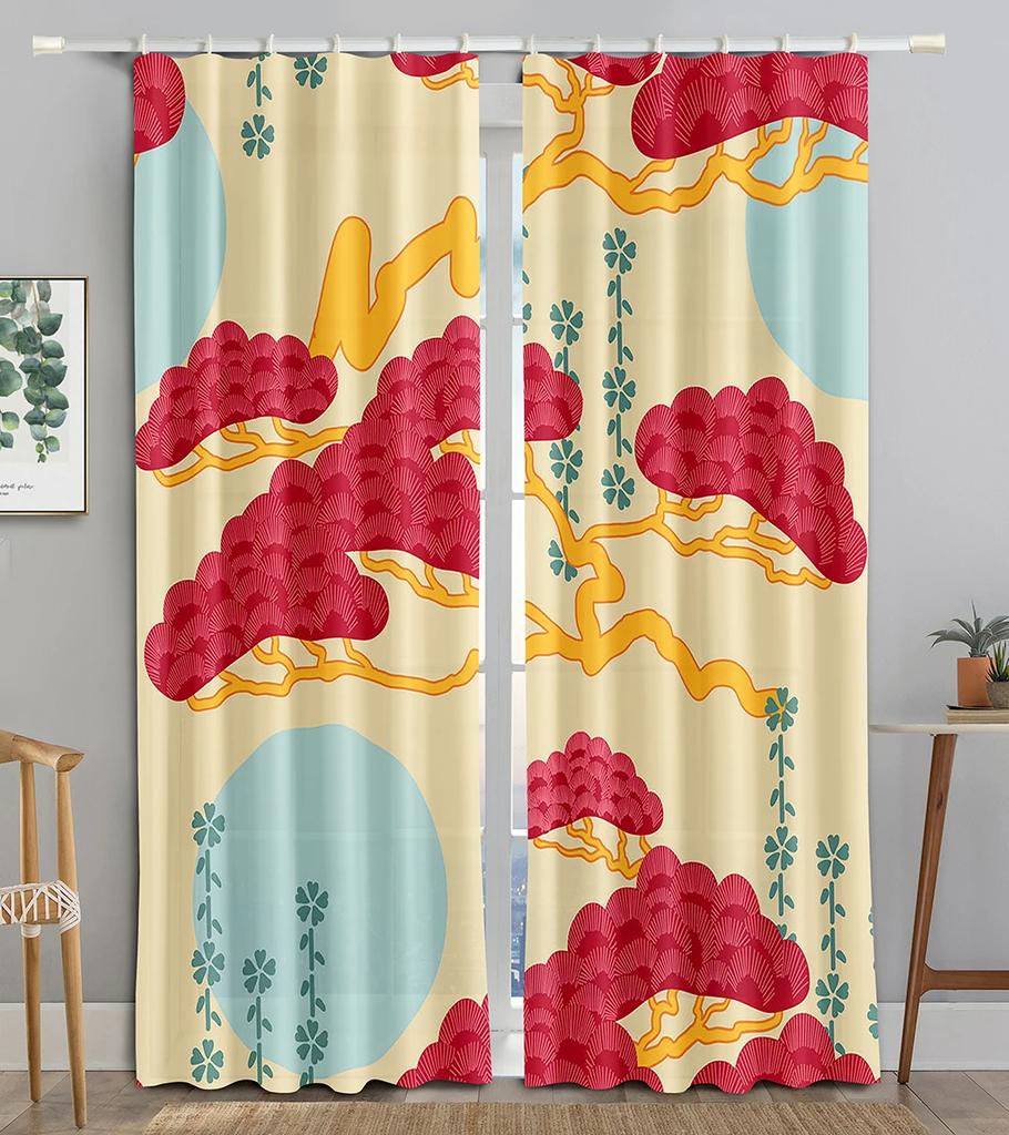 New Cheap Pink Flower Fish Green Peacock Curtain Bedroom Hotel Window High Shading  New Fashion Beautiful Color Pattern 2 Panel