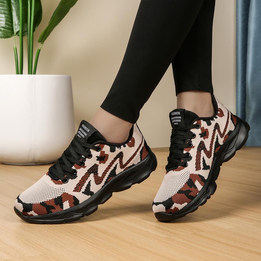 TUINANLE Women Sneakers Mesh Breathable Camouflage Color Platform Shoes Ladies Light Weight Running Shoes