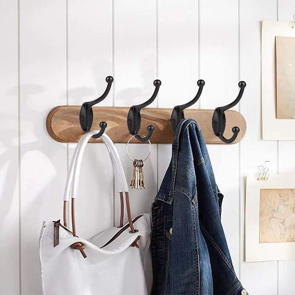 For Hook Coat Wall Zinc Metal Alloy Racks Double Hooks High Load Durable Bearing
