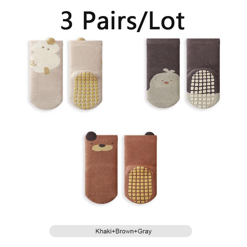 3 Pairs/Lot Baby Floor Socks Winter Thick Warm Kids Tube Sock Indoor Non-Slip Glue Toddler Socks For Boys And Girls