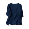 Women's Casual Comfortable V-Neck Asymmetric Cotton-Linen Blend Short-Sleeve Shirt T-Shirt Top