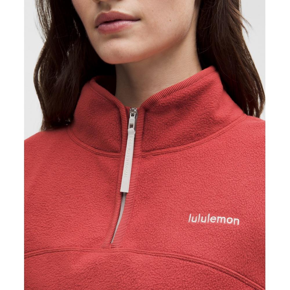 Lululemon Tumbled Fleece Half Zip Jacket Dare Devil Dove Grey Light Ivory