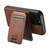 SUTENI M5 For iPhone 15 Pro Max Magnetic Case with Card Bag Cowhide Texture Leather Phone Back Cover