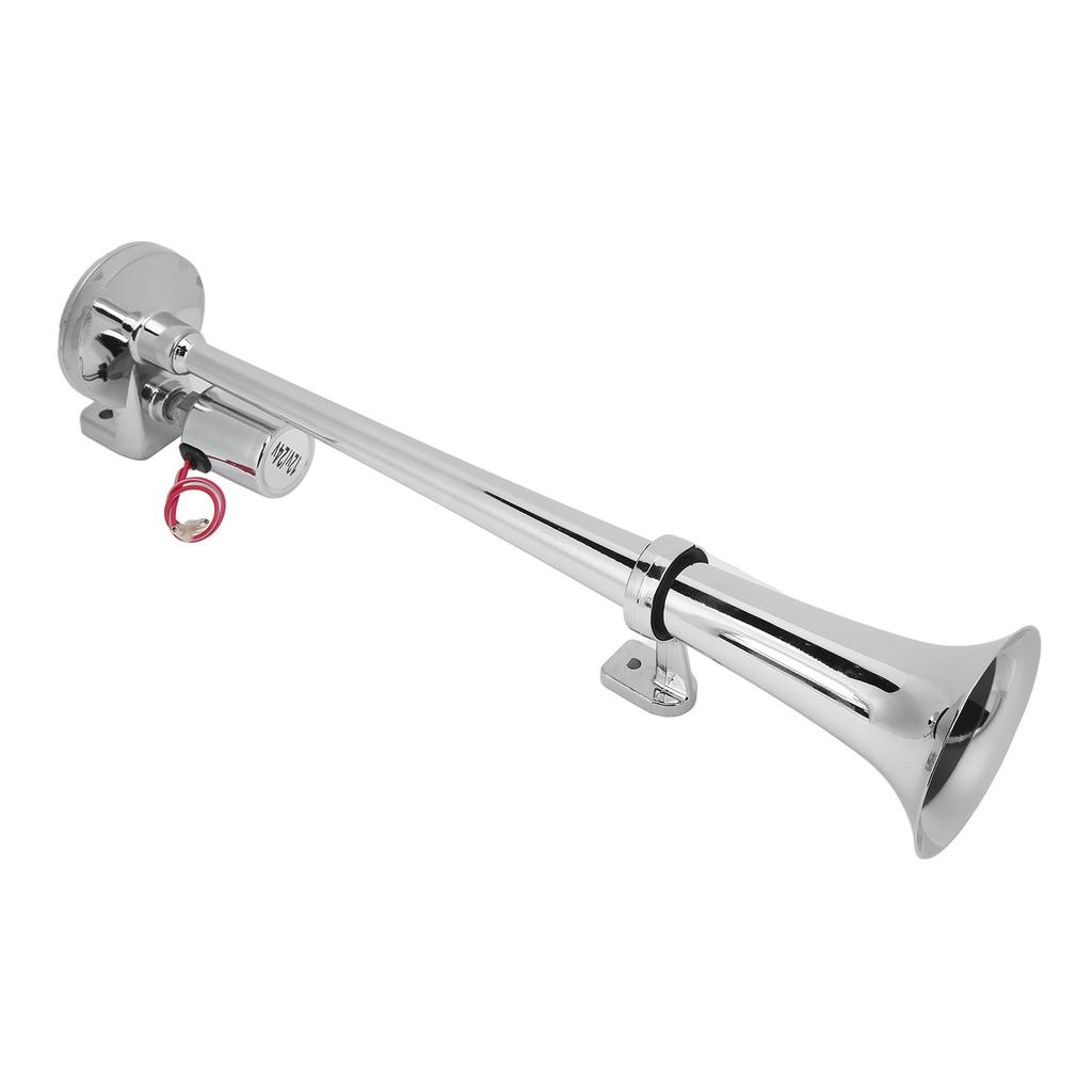 Electric Trumpet Horn 1 Tube for Train Car Boat Zinc Alloy Chrome Plating 135db 450mm 12V 24V