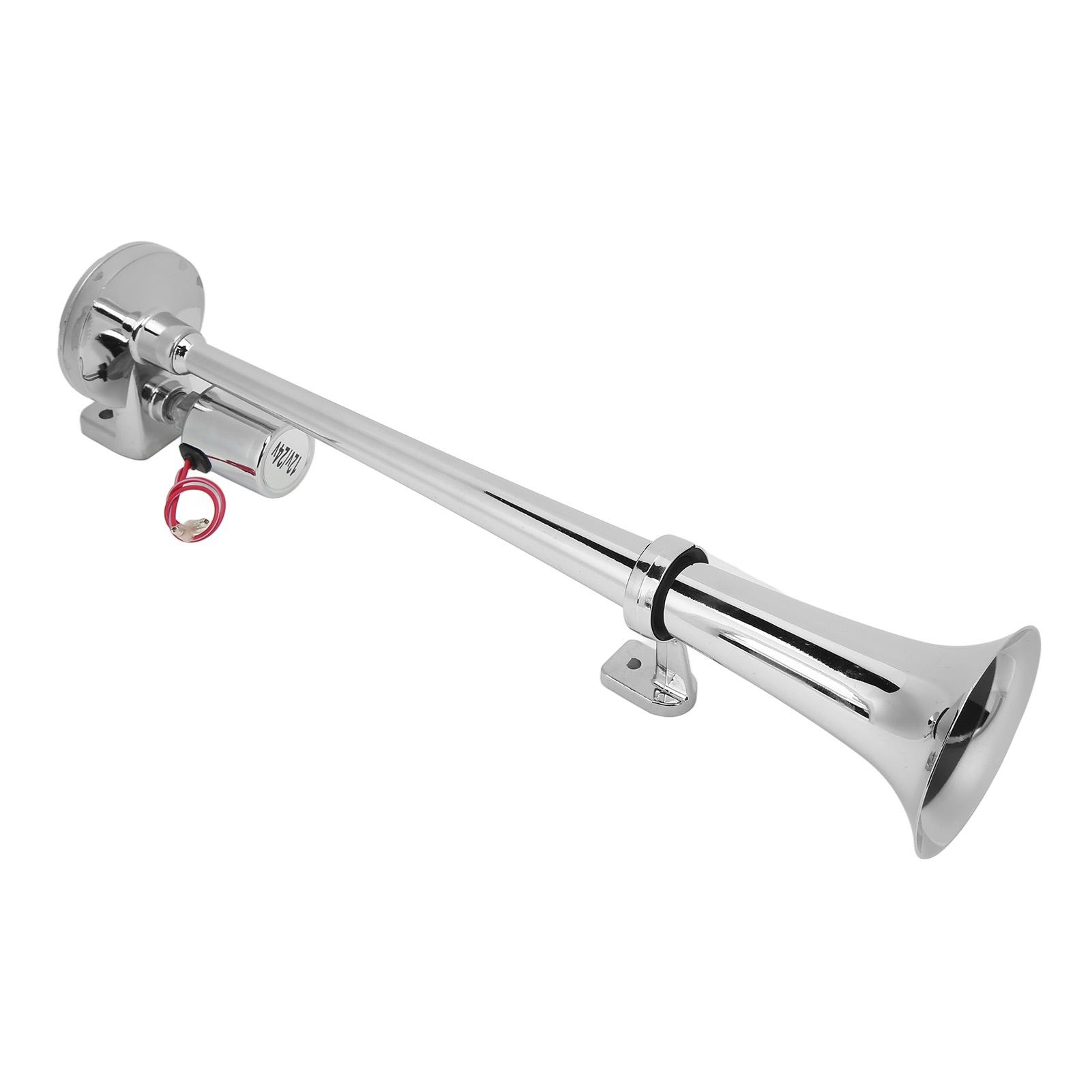 

Electric Trumpet Horn 1 Tube for Train Car Boat Zinc Alloy Chrome Plating 135db 450mm 12V 24V