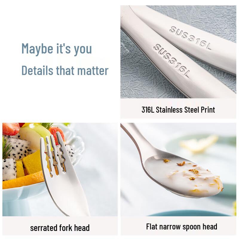 316L Stainless Steel Kids Fork and Spoon Set